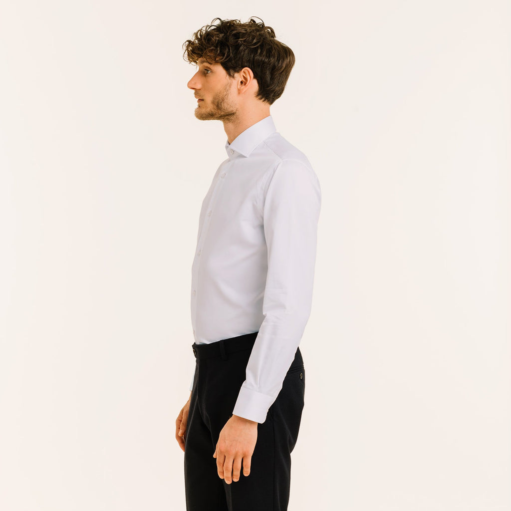 Chemise En Dobby Double Retors Blanche