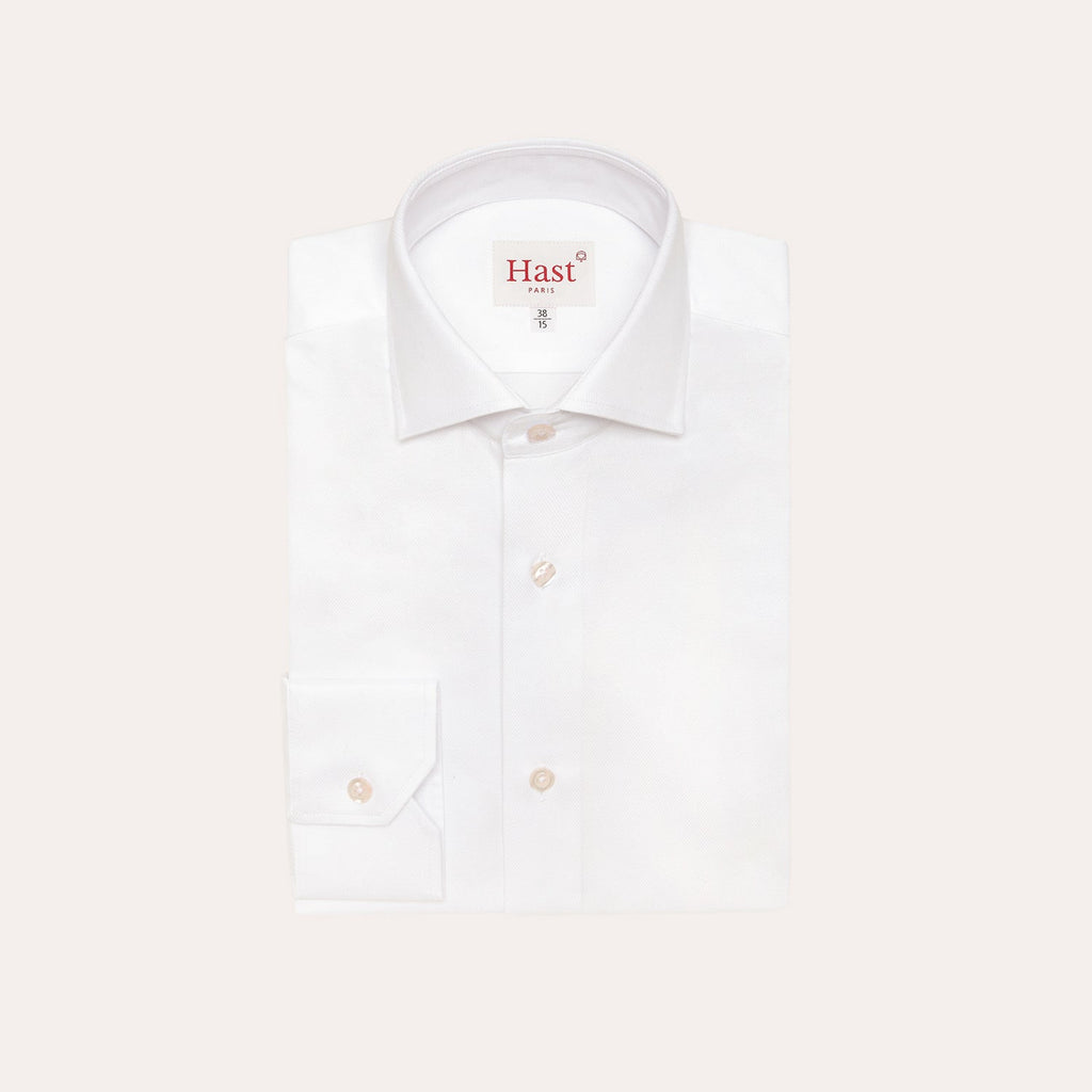 Chemise En Dobby Double Retors Blanche