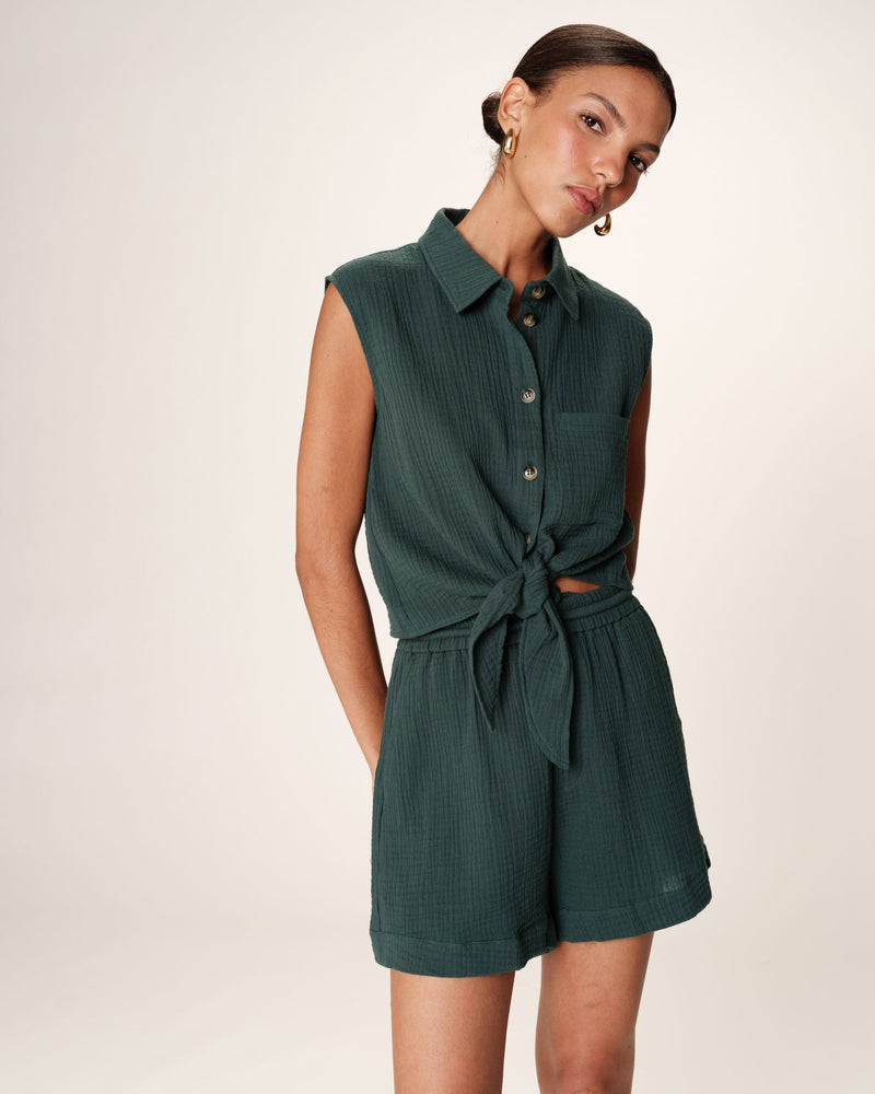 Camisa Anudada Esmeralda Regaliz