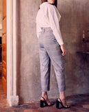 Reiko - Basic Liv Straight Cropped Pants - Sparkle Checks - Woman