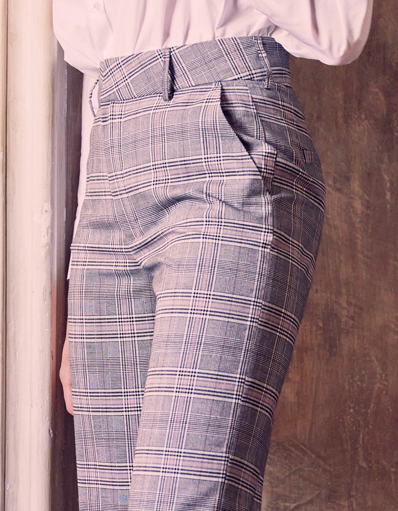 Pantalón capri recto Basic Liv - Cuadros brillantes - Mujer