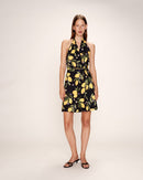 Vestido Corto Con Estampado De Limones Negro Renata