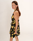Vestido Corto Con Estampado De Limones Negro Renata