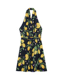 Vestido Corto Con Estampado De Limones Negro Renata