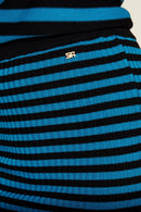 Jupe - Raye Noir Et Bleu De Prusse - Femme