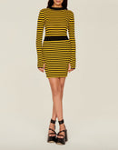 Jupe - Raye Noir Et Moutarde - Femme