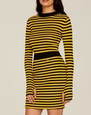 Jupe - Raye Noir Et Moutarde - Femme