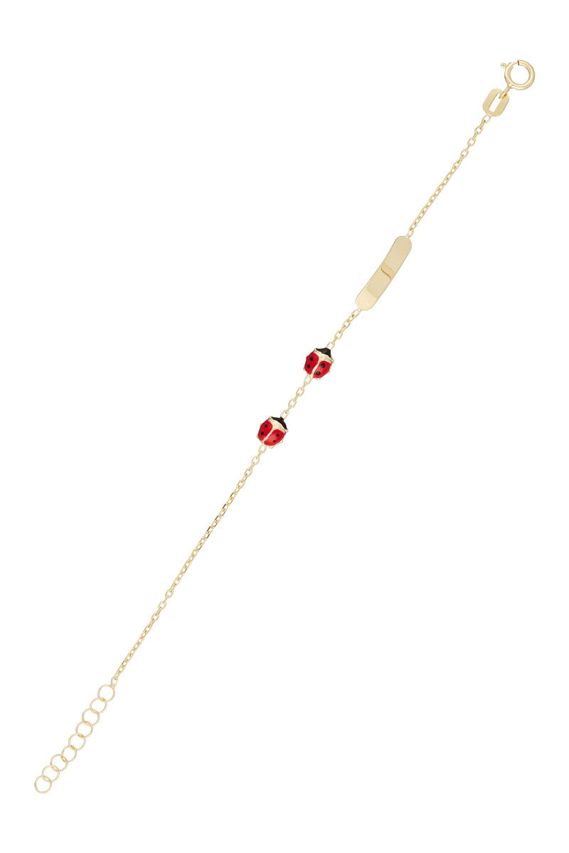 Bracelet Gourmette Enfant "2 Coccinelles" Or Jaune 375/1000