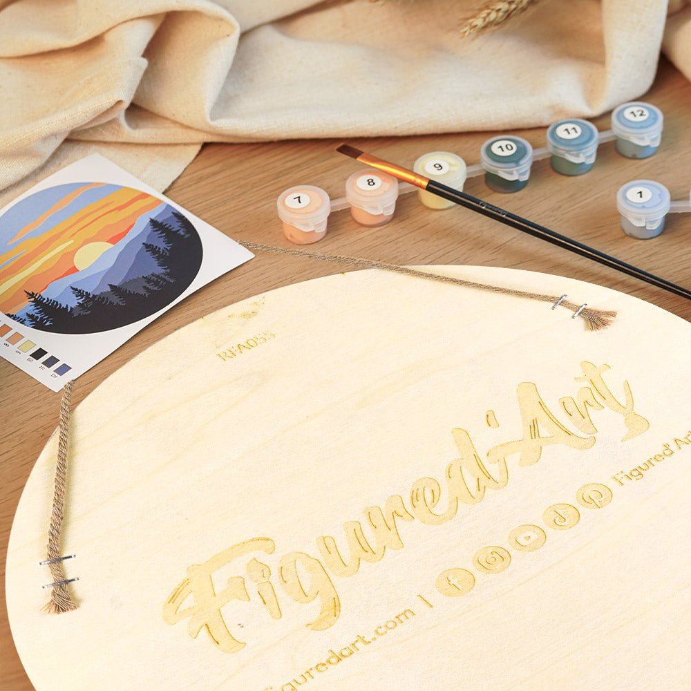 Peinture Par Numéro Sur Disque En Bois - Forêt De Pins