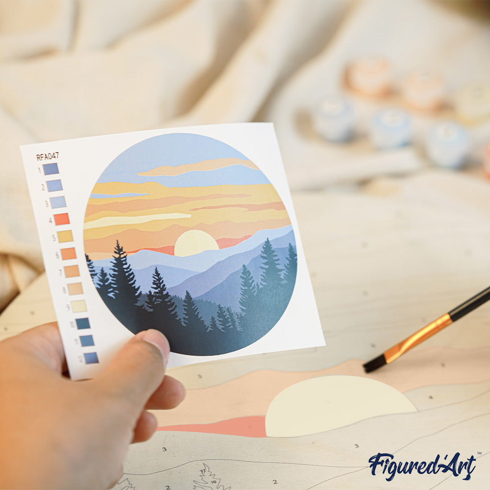 Peinture Par Numéro Sur Disque En Bois - Café Du Matin