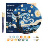 Peinture Par Numéro Sur Disque En Bois - Nuit Étoilée