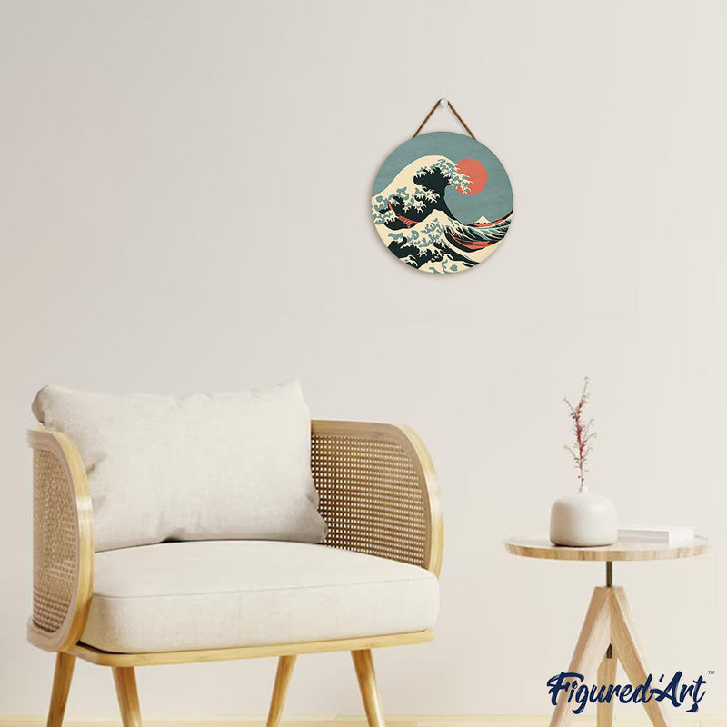 Peinture Par Numéros - Peinture Par Numéro Sur Disque En Bois - La Grande Vague