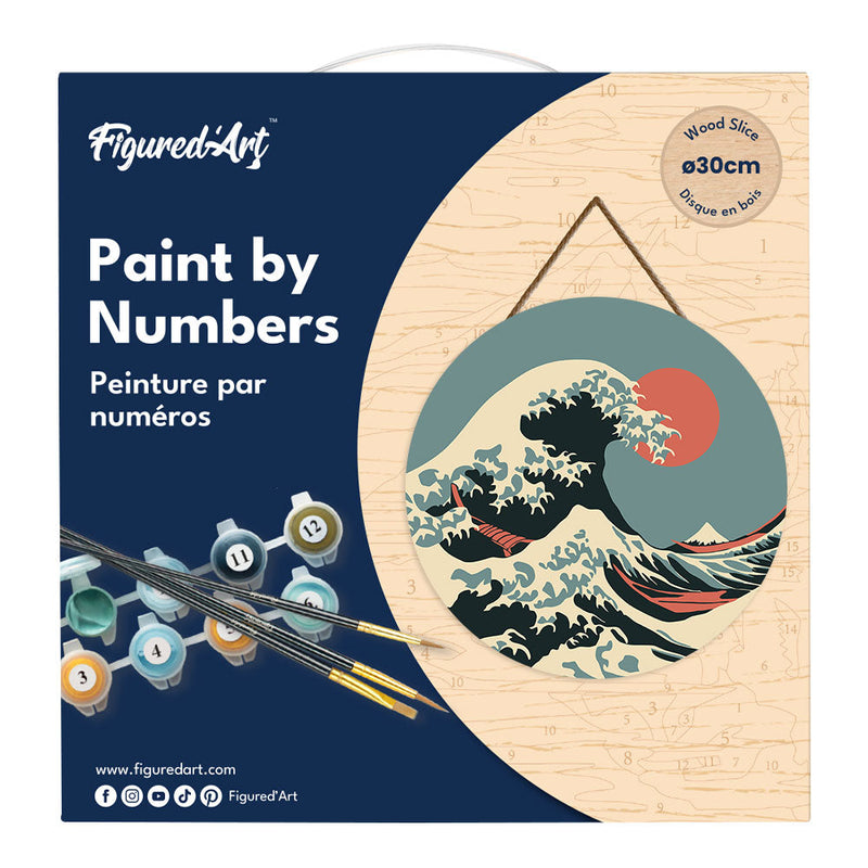Peinture Par Numéros - Peinture Par Numéro Sur Disque En Bois - La Grande Vague