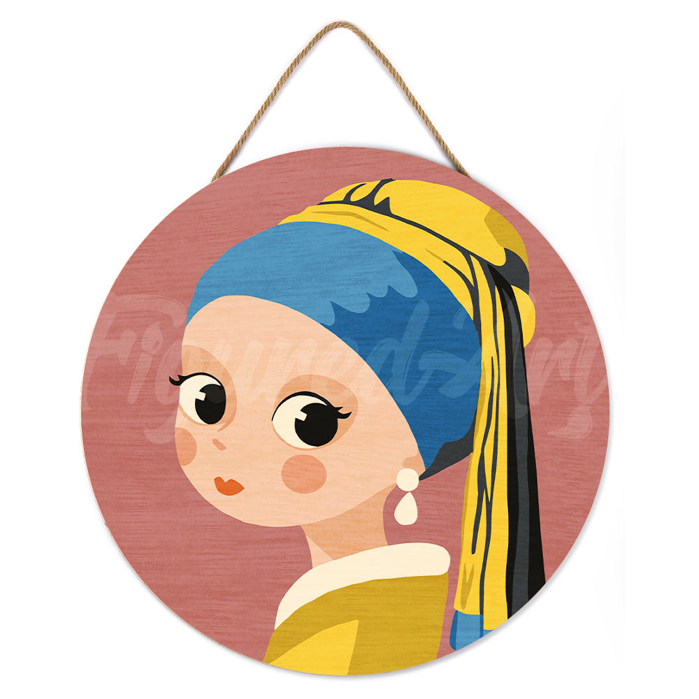 Paint by Numbers on Wooden Disc - Young Girl with an Earring