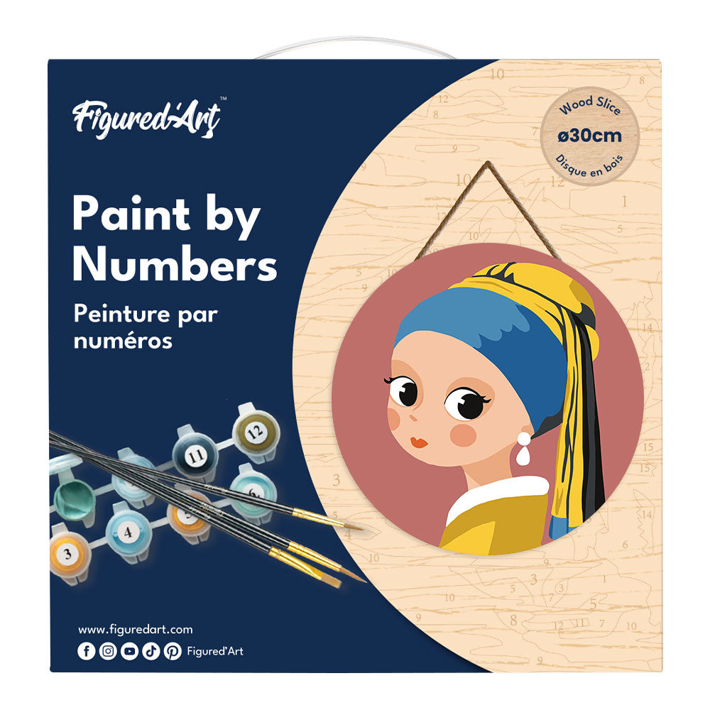 Paint by Numbers on Wooden Disc - Young Girl with an Earring