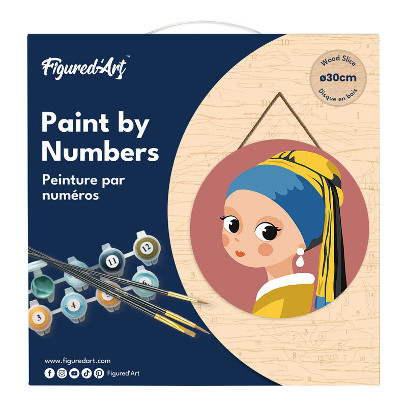 Peinture Par Numéros - Peinture Par Numéro Sur Disque En Bois - Jeune Fille Et Boucle D'Oreille