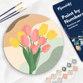 Peinture Par Numéro Sur Disque En Bois - Bouquet De Tulipes