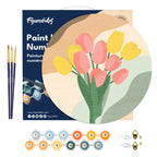 Peinture Par Numéro Sur Disque En Bois - Bouquet De Tulipes