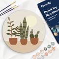 Peinture Par Numéro Sur Disque En Bois - Plantes Grasses