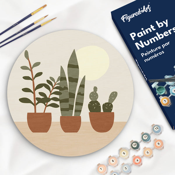 Paint by Numbers on Wooden Disc - Succulents