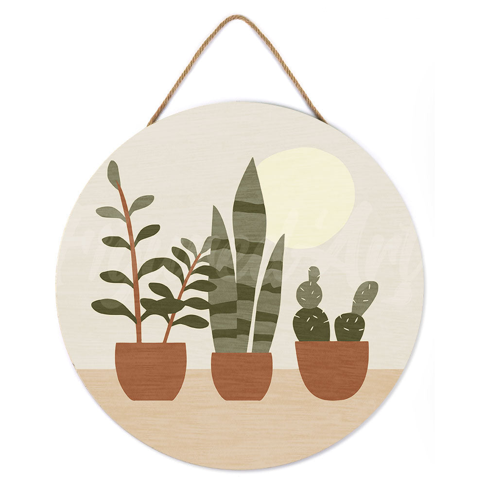 Peinture Par Numéro Sur Disque En Bois - Plantes Grasses