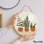 Peinture Par Numéro Sur Disque En Bois - Plantes Grasses