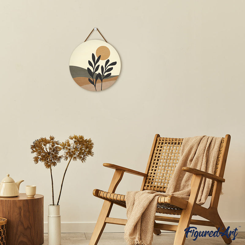 Peinture Par Numéros - Peinture Par Numéro Sur Disque En Bois - Paysage Et Plante