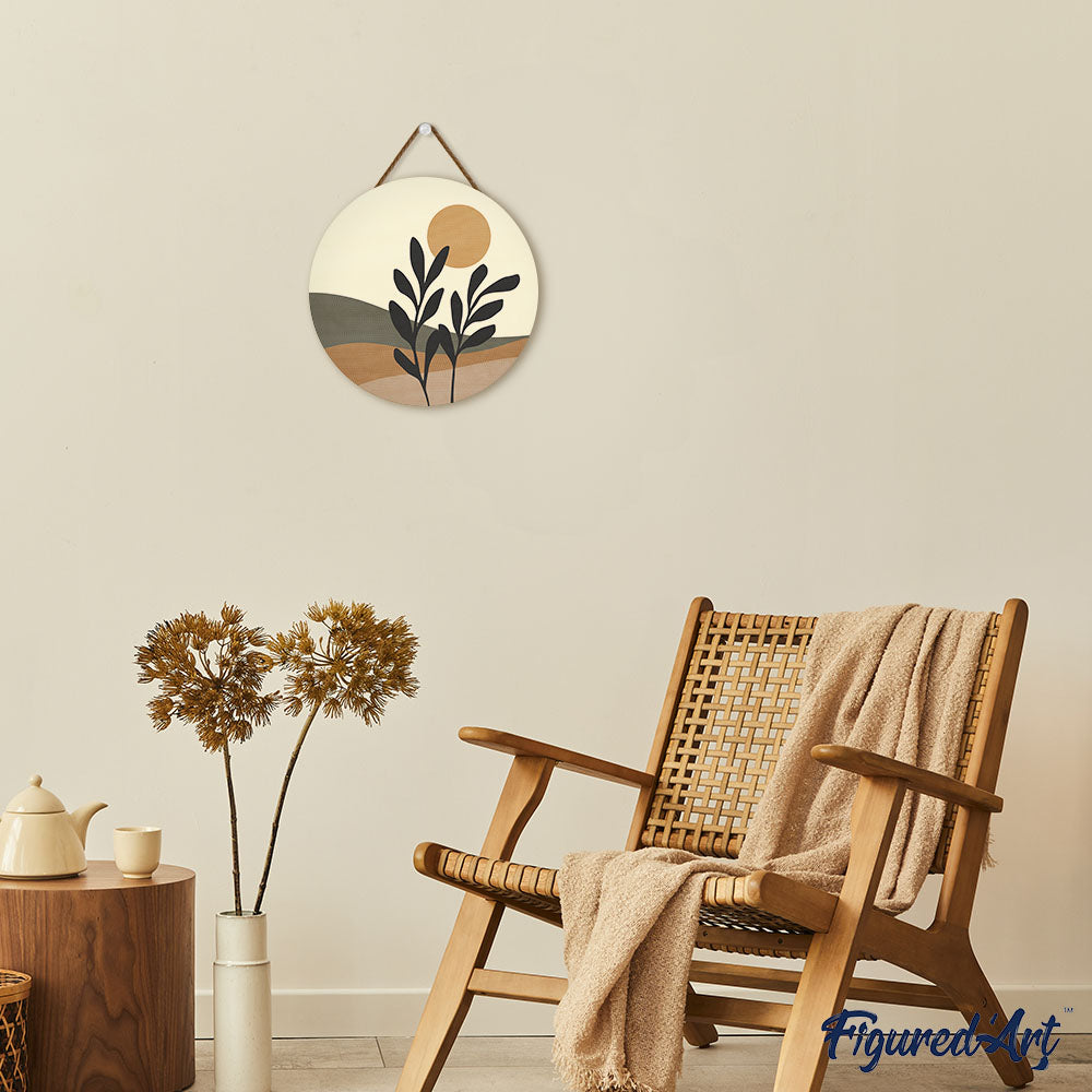 Peinture Par Numéro Sur Disque En Bois - Paysage Et Plante