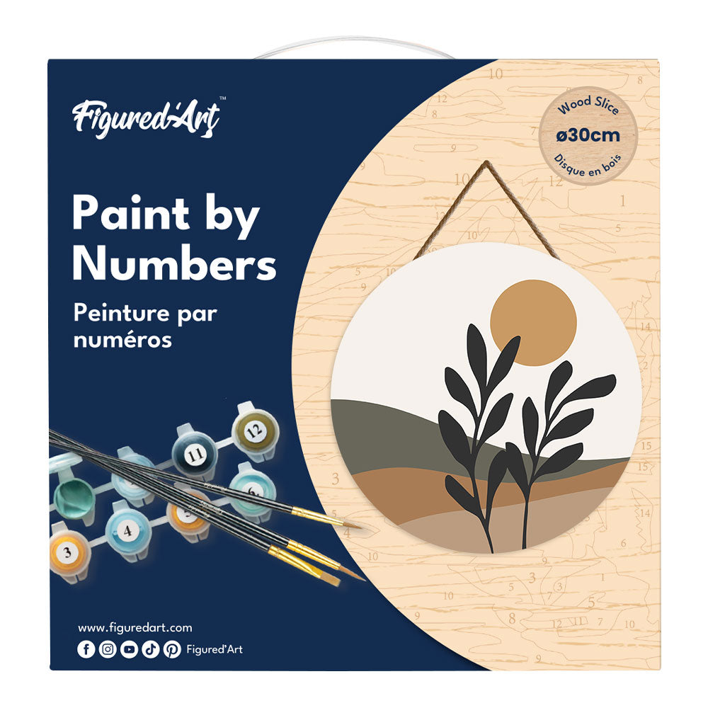 Peinture Par Numéro Sur Disque En Bois - Paysage Et Plante