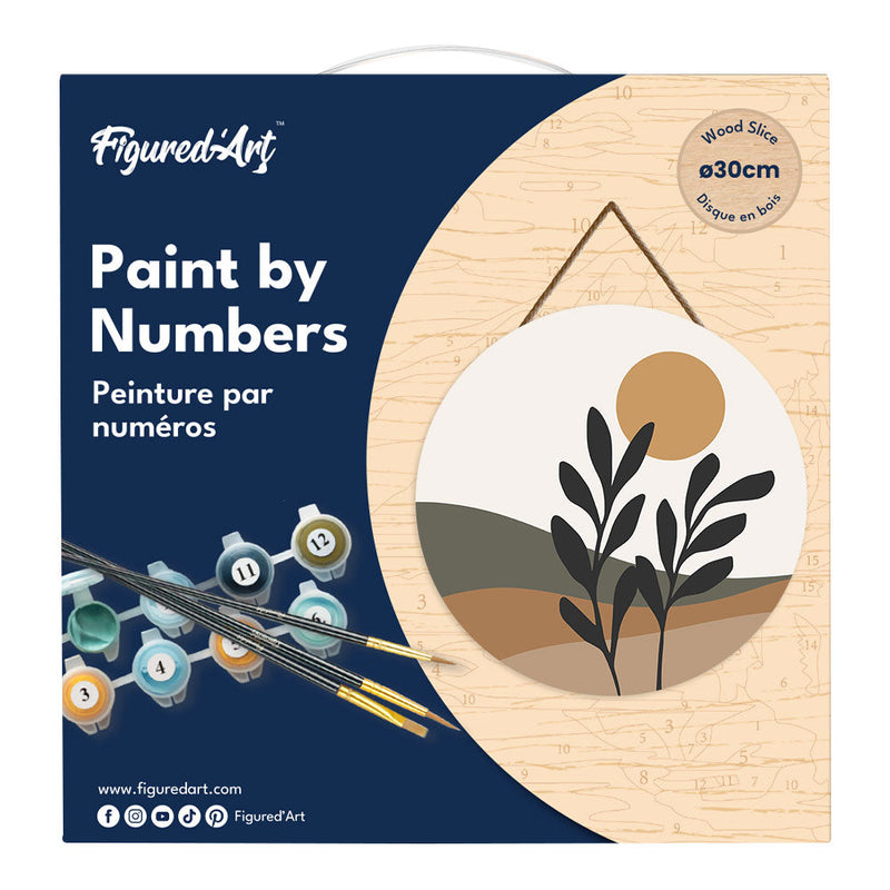 Peinture Par Numéros - Peinture Par Numéro Sur Disque En Bois - Paysage Et Plante