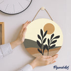 Peinture Par Numéro Sur Disque En Bois - Paysage Et Plante