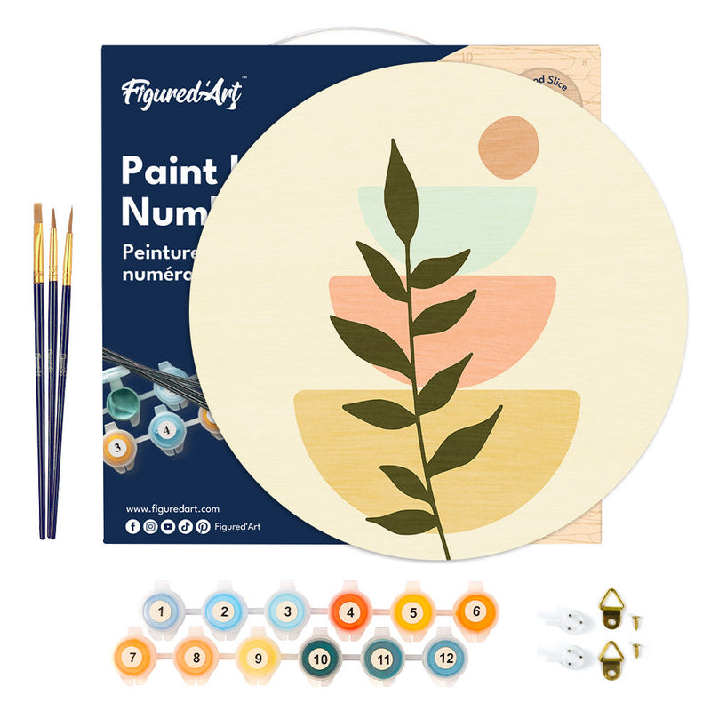 Peinture Par Numéros - Peinture Par Numéro Sur Disque En Bois - Plante 2
