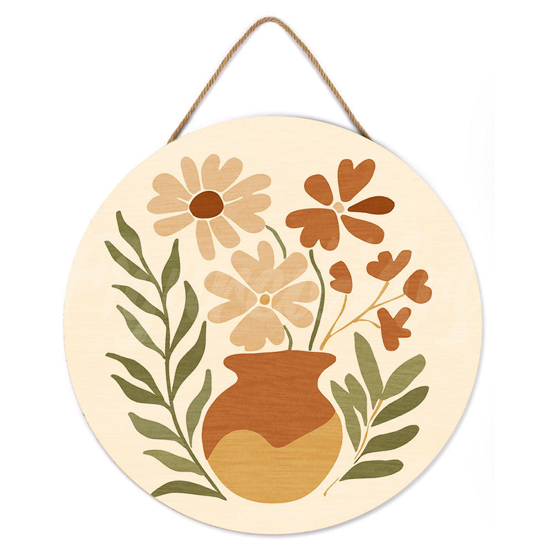 Peinture Par Numéros - Peinture Par Numéro Sur Disque En Bois - Pot De Fleurs