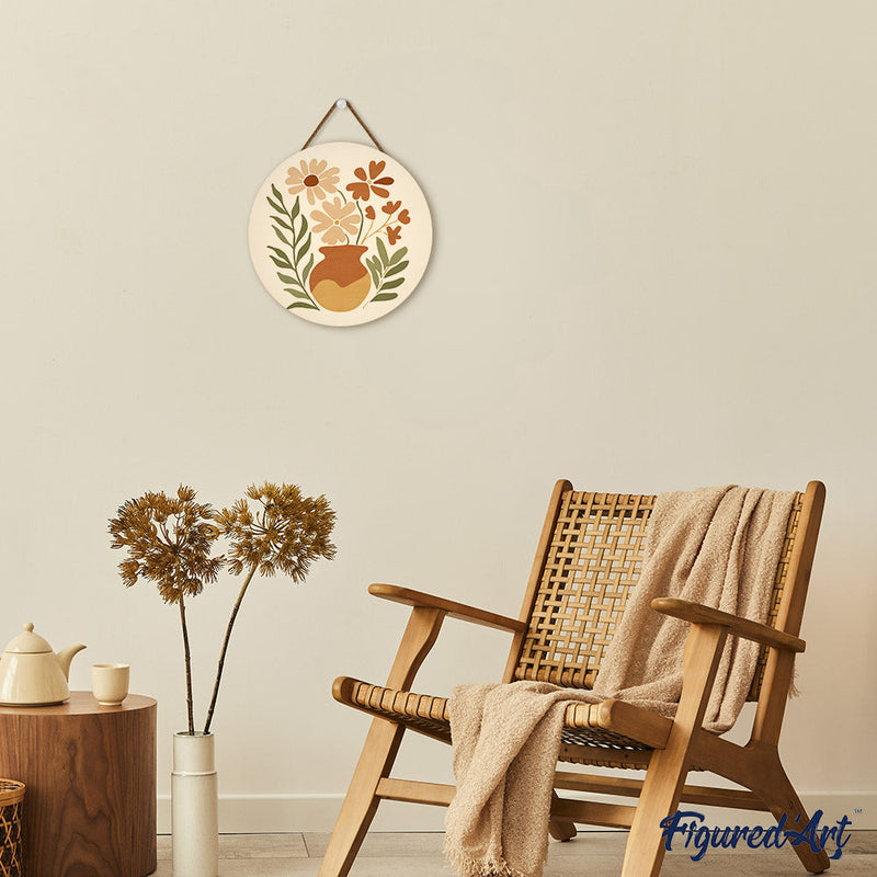 Peinture Par Numéros - Peinture Par Numéro Sur Disque En Bois - Pot De Fleurs