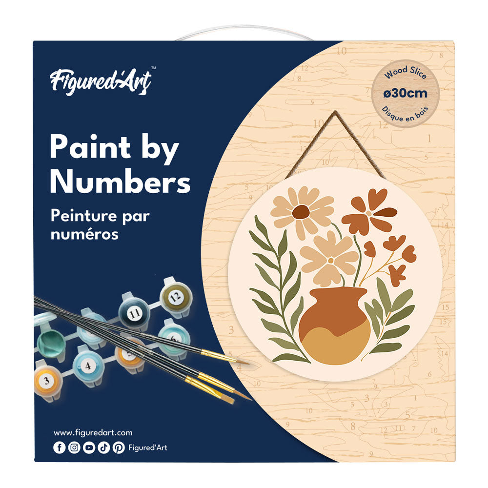 Peinture Par Numéro Sur Disque En Bois - Pot De Fleurs