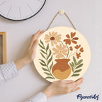 Peinture Par Numéro Sur Disque En Bois - Pot De Fleurs