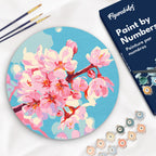 Peinture Par Numéro Sur Disque En Bois - Fleurs De Cerisier