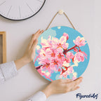 Peinture Par Numéro Sur Disque En Bois - Fleurs De Cerisier