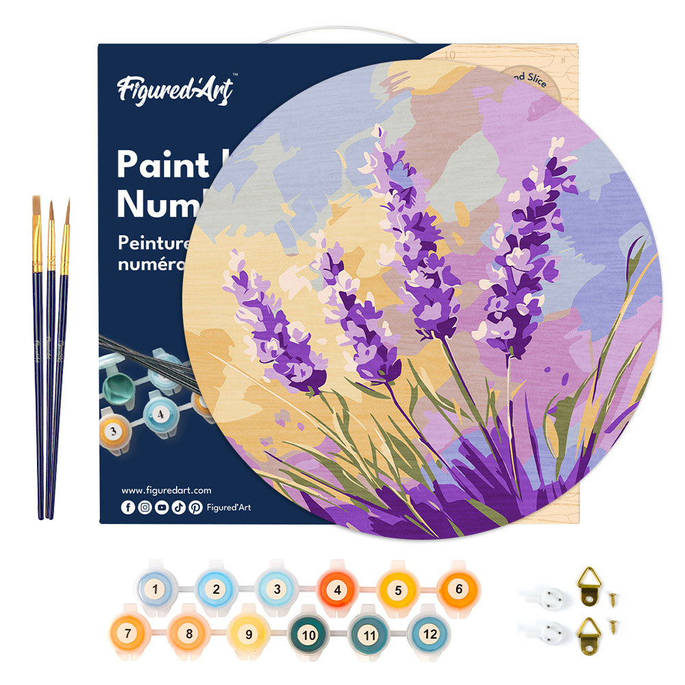 Peinture Par Numéro Sur Disque En Bois - Lavande