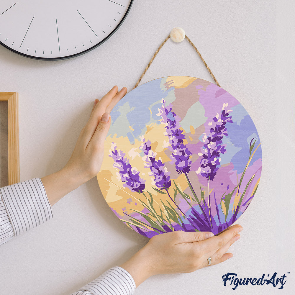Peinture Par Numéro Sur Disque En Bois - Lavande