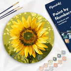 Peinture Par Numéro Sur Disque En Bois - Tournesol