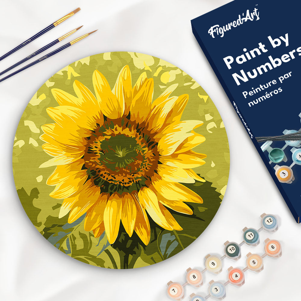 Peinture Par Numéro Sur Disque En Bois - Tournesol