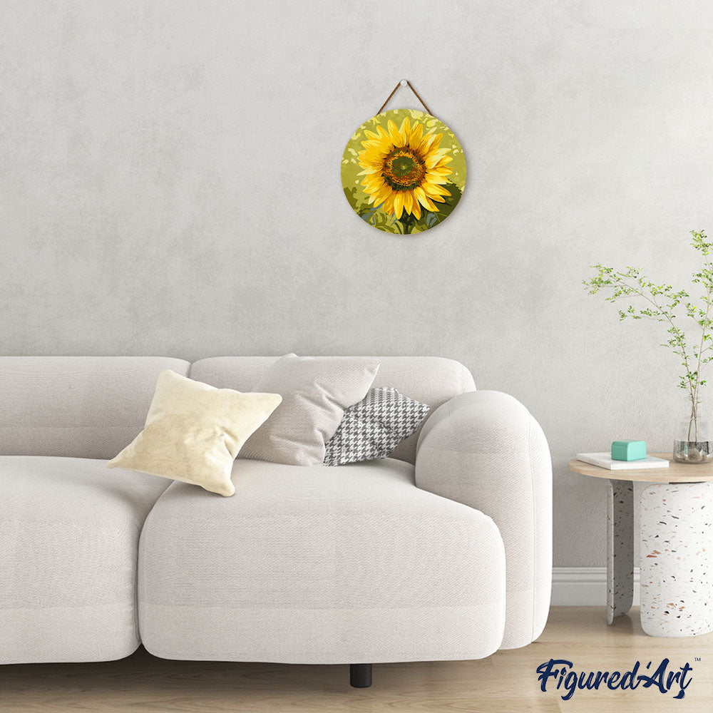 Peinture Par Numéro Sur Disque En Bois - Tournesol