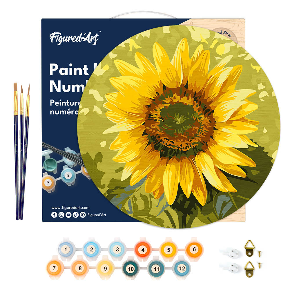 Peinture Par Numéro Sur Disque En Bois - Tournesol