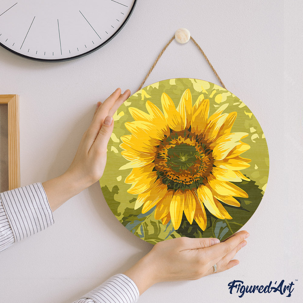 Peinture Par Numéro Sur Disque En Bois - Tournesol