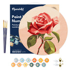 Peinture Par Numéro Sur Disque En Bois - Rose Rouge