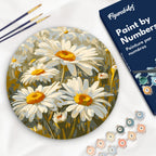 Peinture Par Numéro Sur Disque En Bois - Marguerites