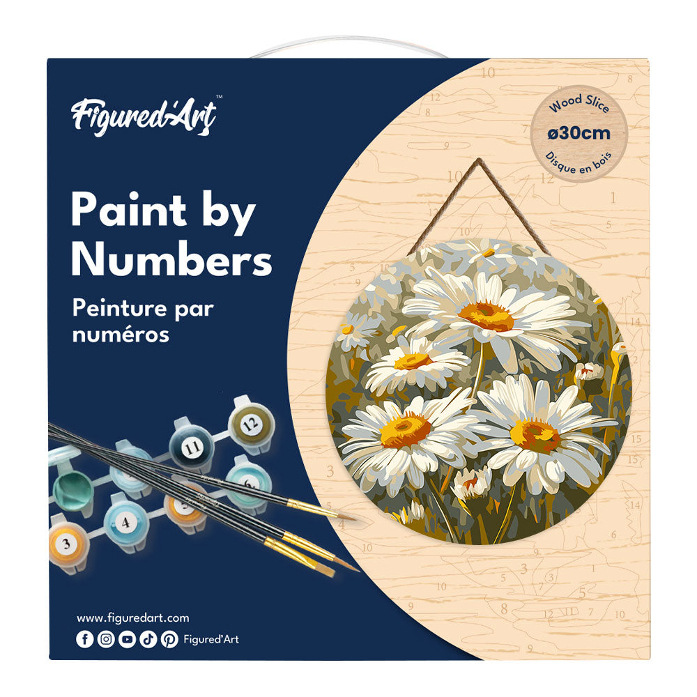 Peinture Par Numéro Sur Disque En Bois - Marguerites