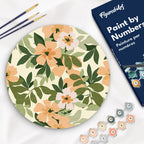 Peinture Par Numéro Sur Disque En Bois - Motif Floral