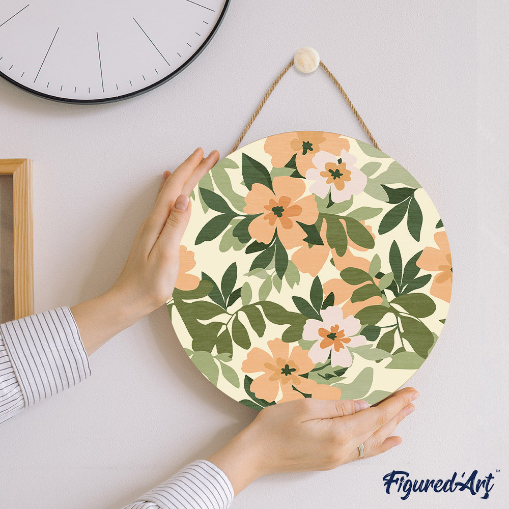 Peinture Par Numéro Sur Disque En Bois - Motif Floral